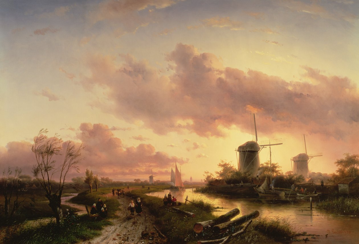 Ein Flussmündung mit Figuren, die ein Boot reparieren von Maerten Fransz van der Hulst