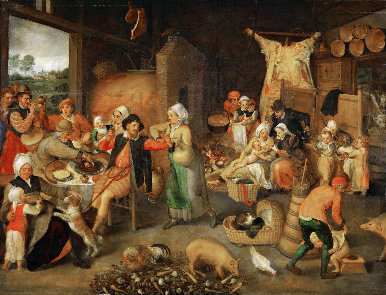 Bauernstube mit vornehmen Besuchern von Maerten van Cleve