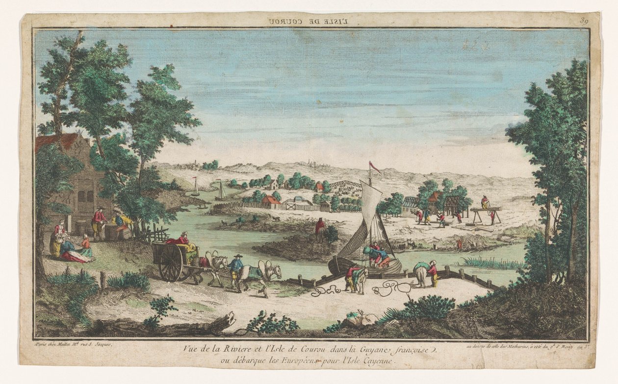 Ansicht des Flusses und der Insel Kourou von Maillet