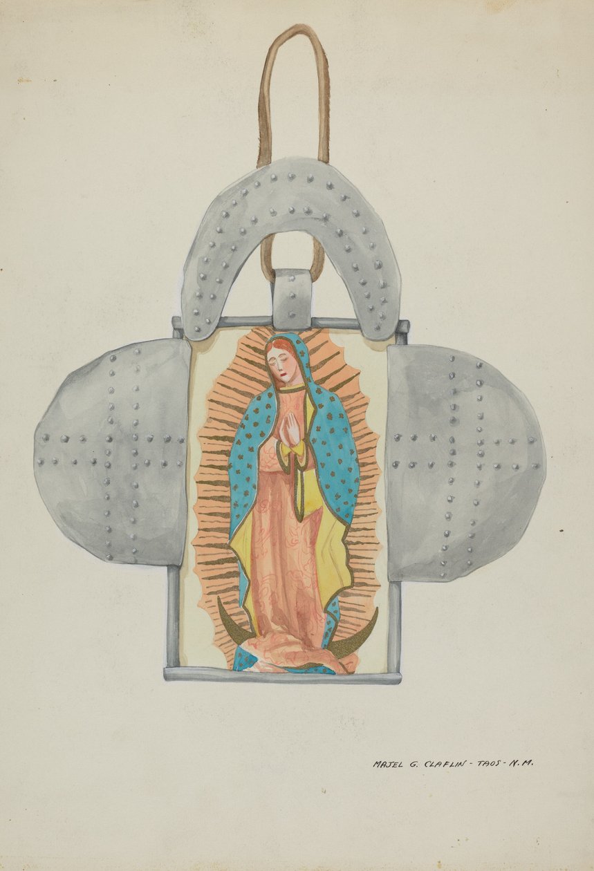 Handgezeichnete Guadalupe in Zinnform von Majel G. Claflin