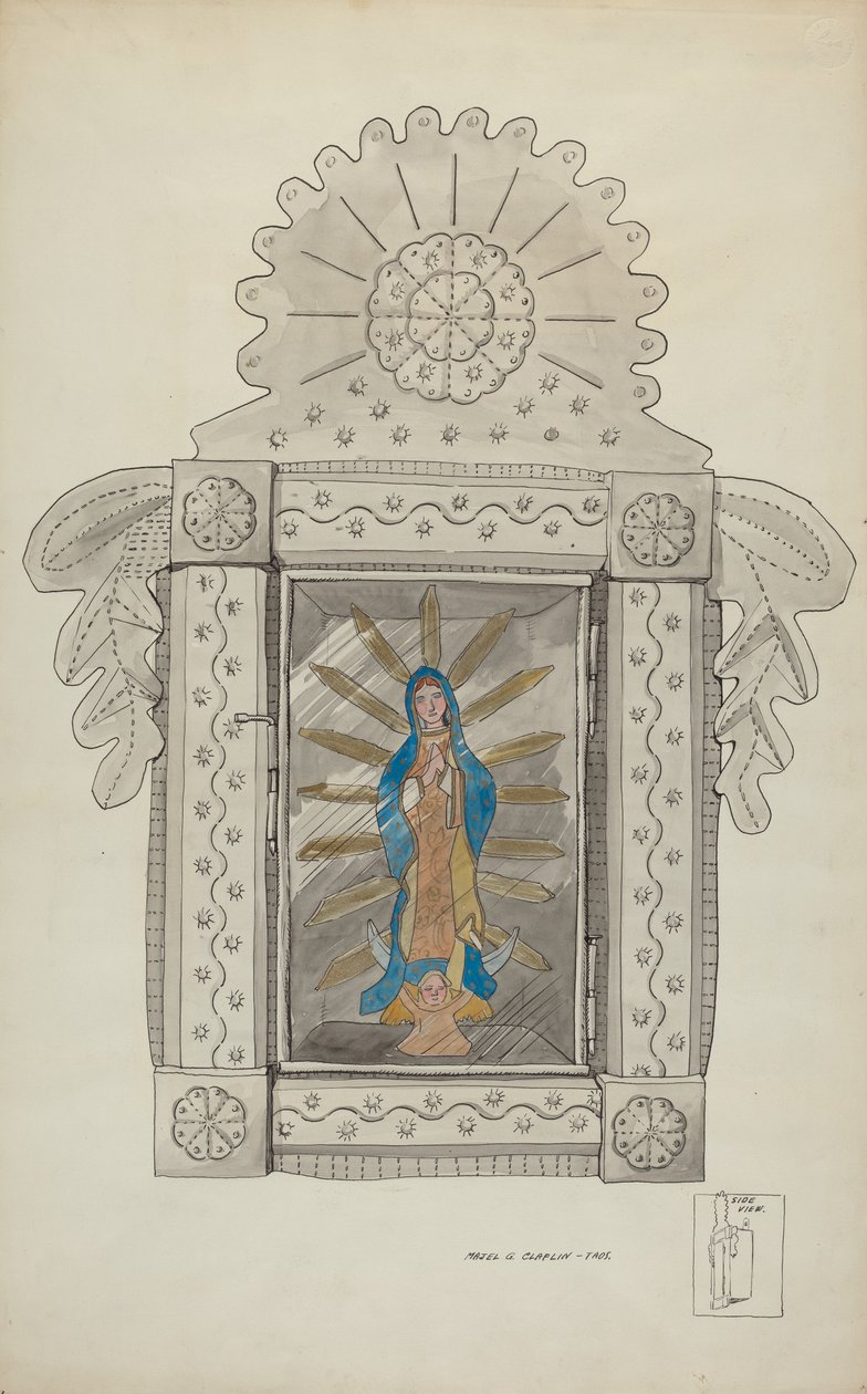 Zinn-Nicho mit Guadalupe-Bulto, c. 1936 von Majel G. Claflin