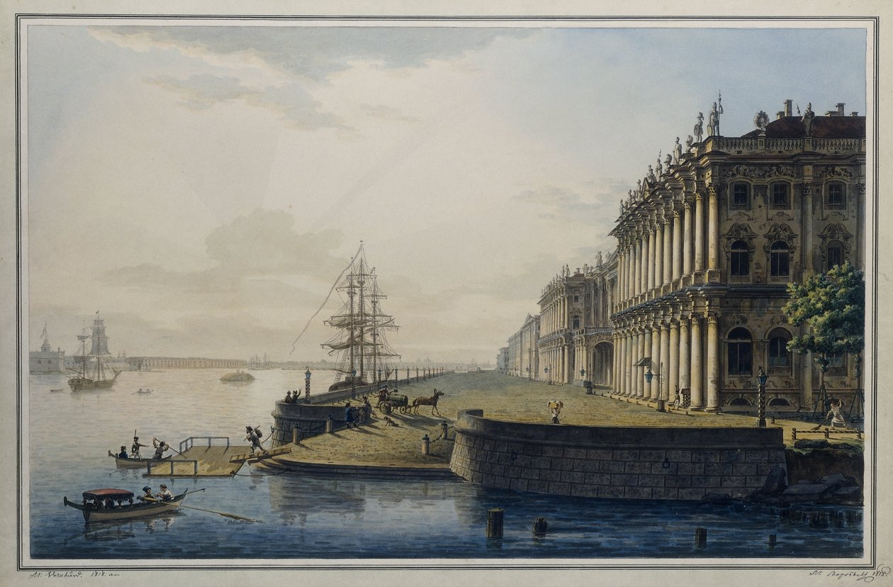 Ansicht des kaiserlichen Winterpalastes, 1818 von Maksim Nikiforovich VorobOev