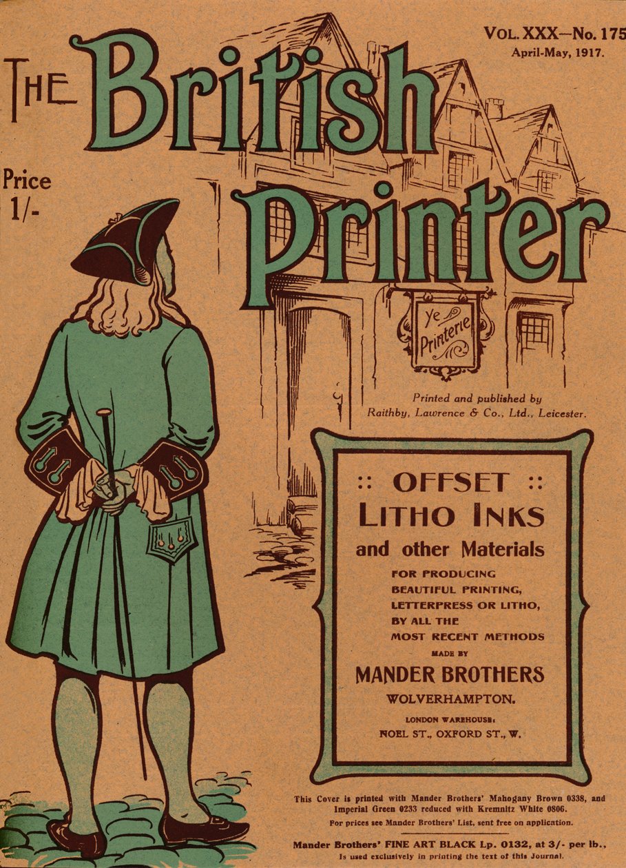 The British Printer Vol. XXX - No. 175 April-Mai, 1917 Umschlag, 1917 von Mander Brothers
