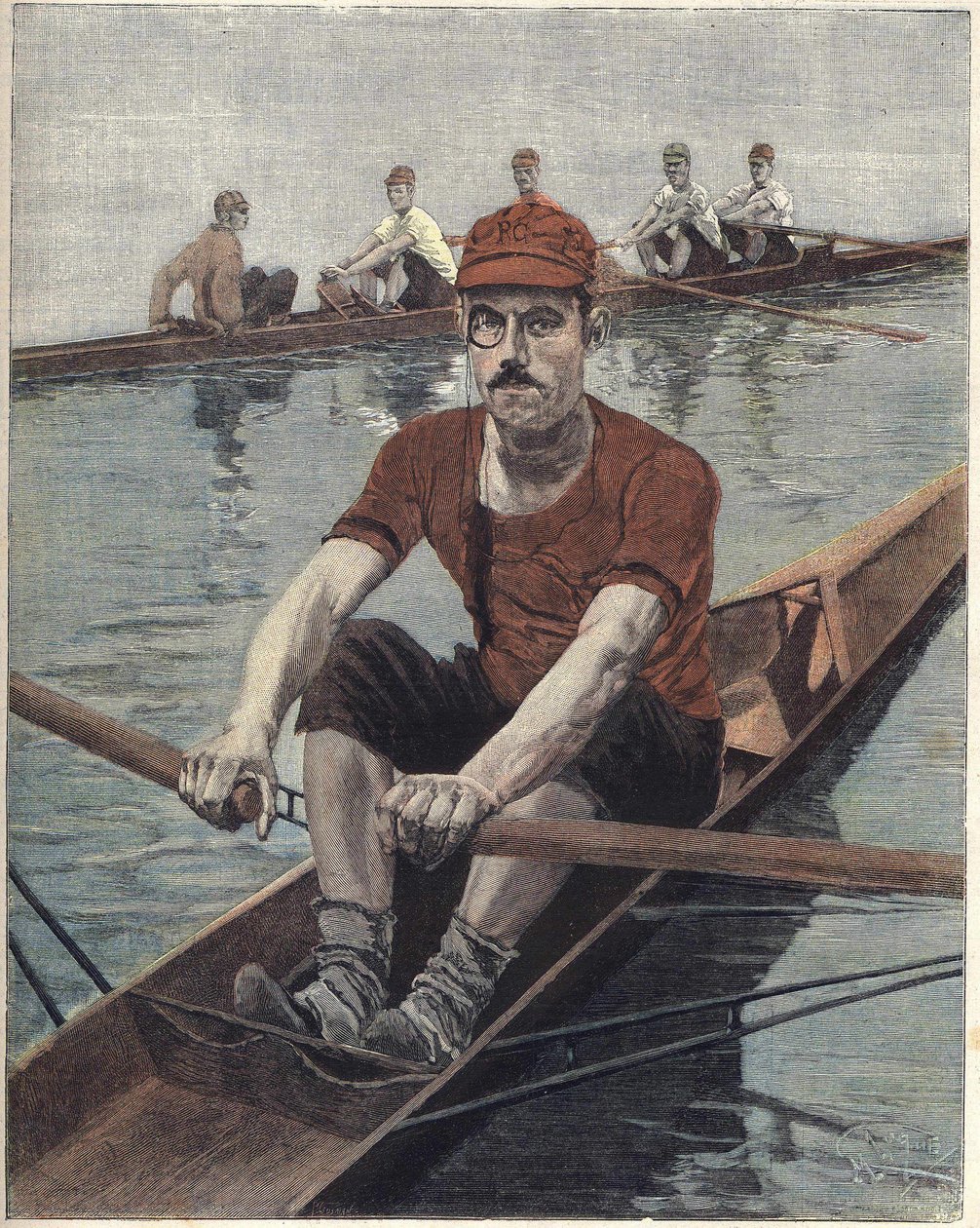 Ruderwettkampf in Frankreich. Illustration von Luque, aus der französischen Zeitung Le soleil du dimanche von Manuel Luque