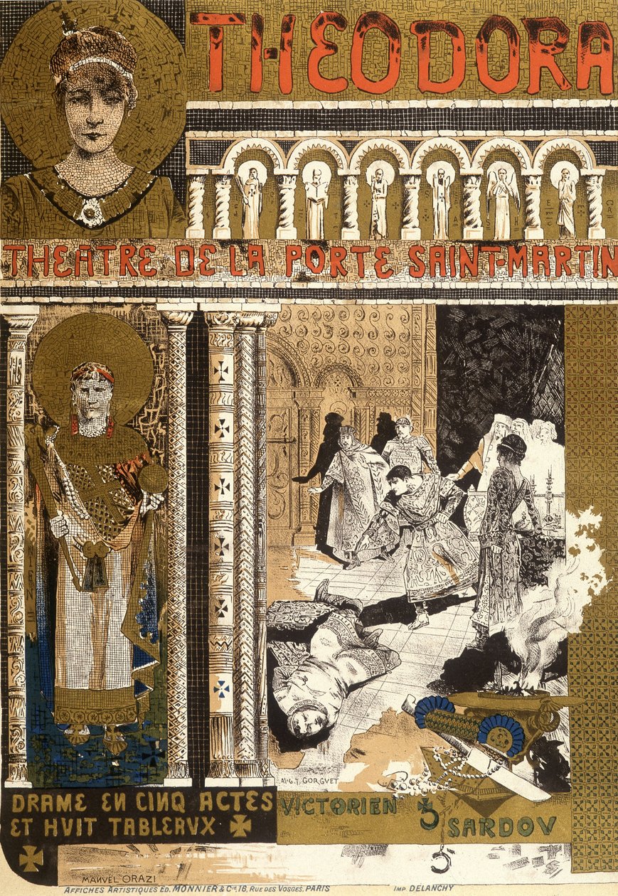 Theodora, im Théâtre de la Porte Saint-Martin in Paris. Illustration von Manuel Orazi von Manuel Orazi