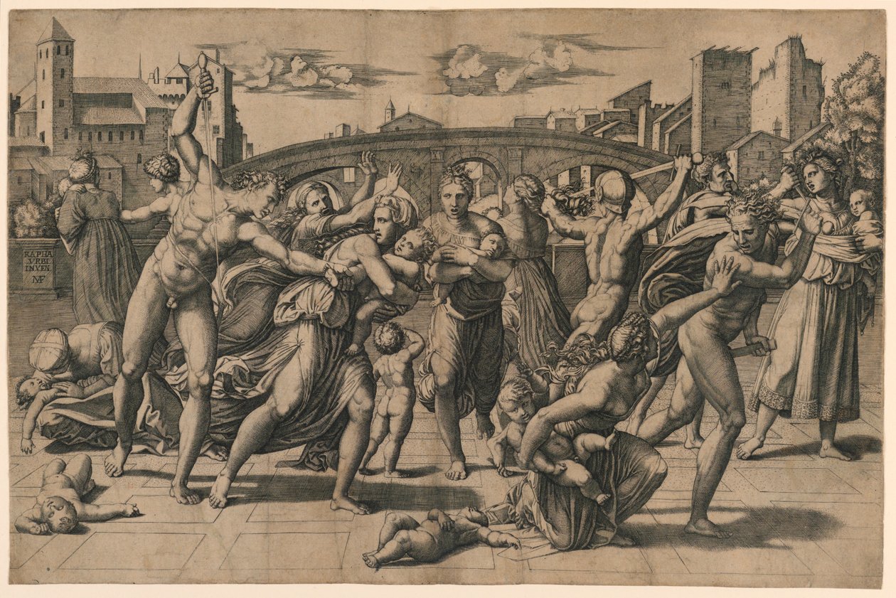 Massaker der Unschuldigen (ohne den Tannenbaum) von Marc Antonio Raimondi