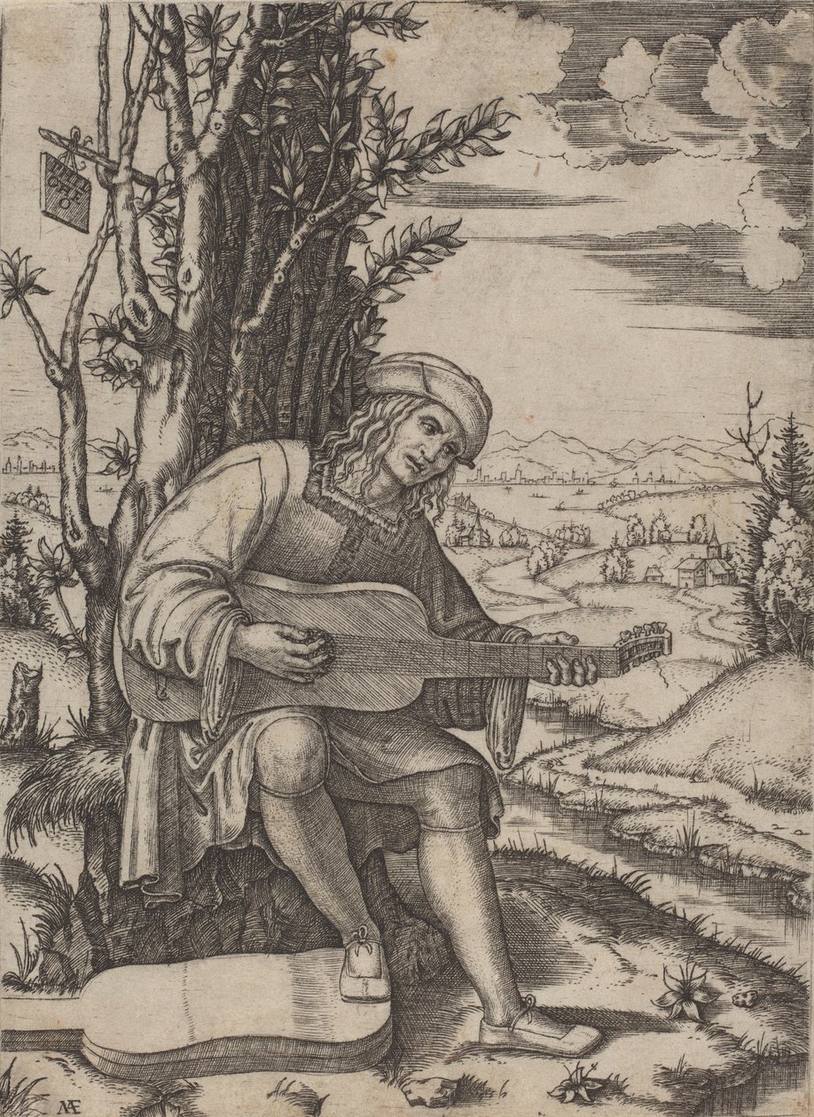 Die Gitarrenspielerin von Marcantonio Raimondi