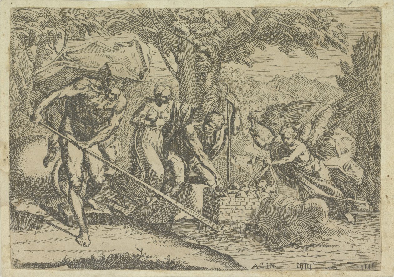 Romulus und Remus gefunden von Faustulus und Louva von Marcantonio Bellavia