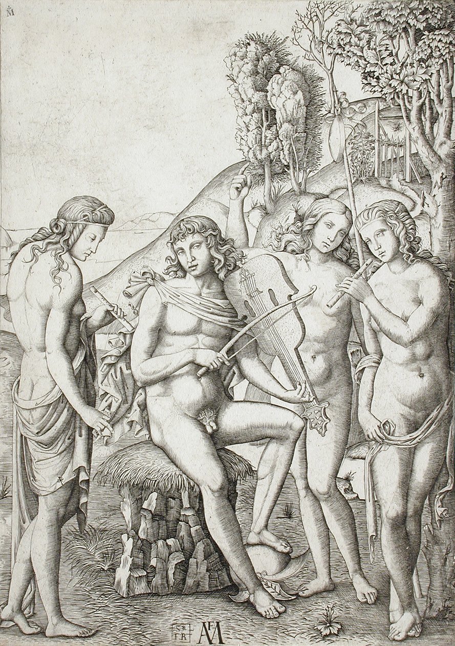 Apollo lehrt den Grazien Musik von Marcantonio Raimondi