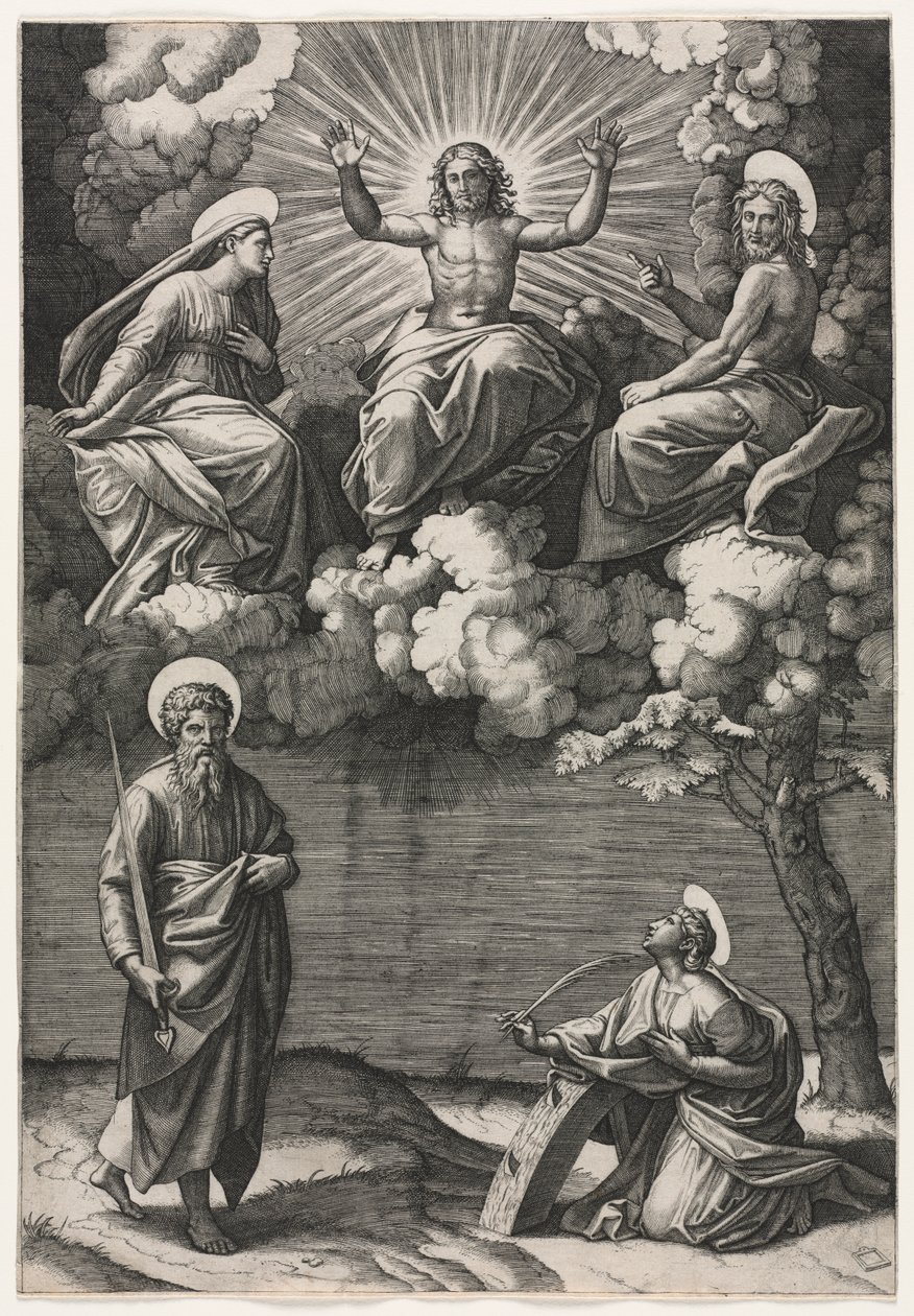 Christus, die Jungfrau und Johannes der Täufer mit den Heiligen Paulus ...