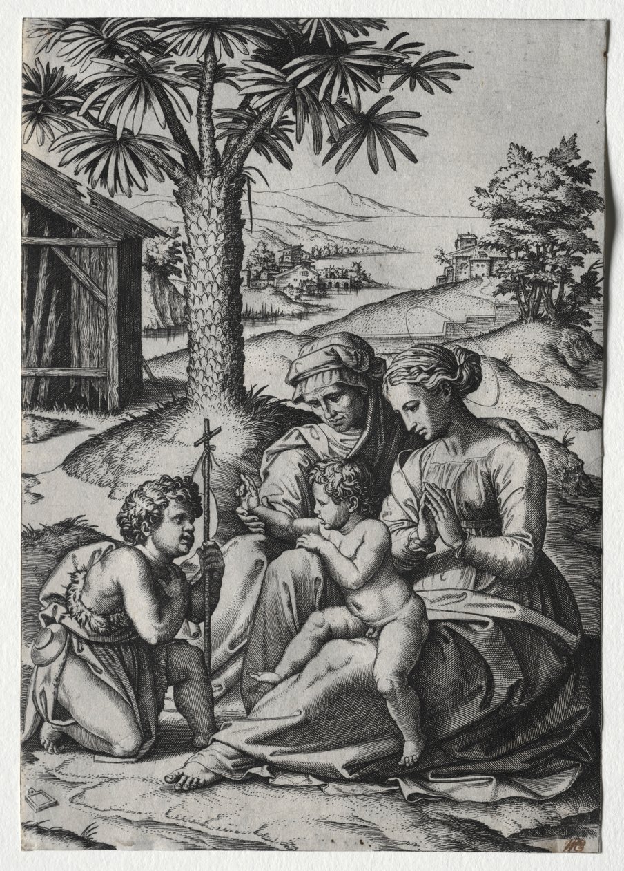 Madonna der Palme von Marcantonio Raimondi