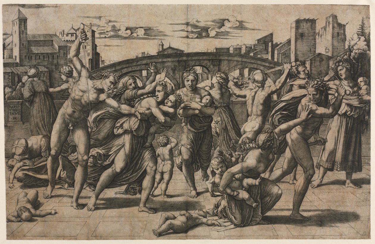 Massaker der Unschuldigen mit der Tanne, ca. 1511-1512 von Marcantonio Raimondi