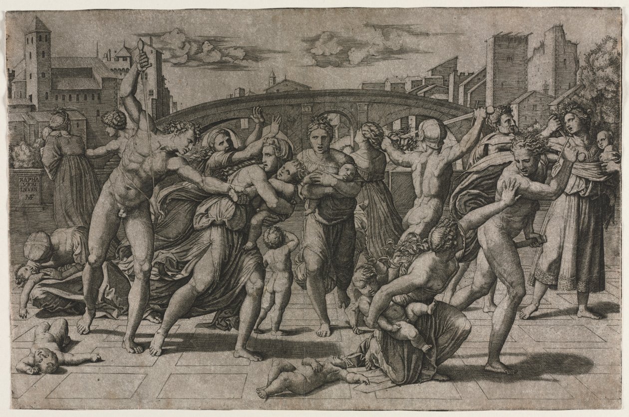 Massaker der Unschuldigen ohne den Tannenbaum, ca. 1513-15 von Marcantonio Raimondi