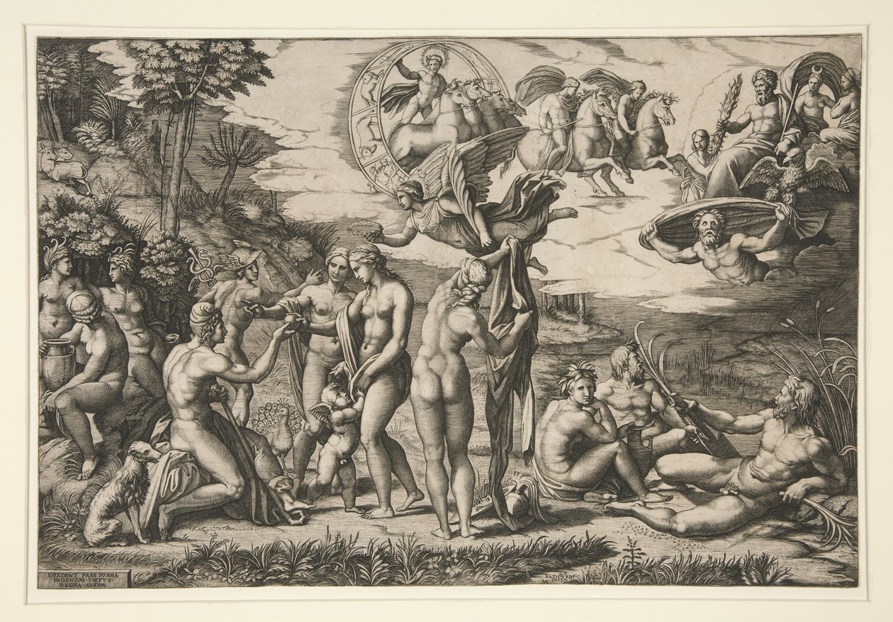 Das Urteil des Paris, nach Raphael, um 1510-20 von Marcantonio Raimondi