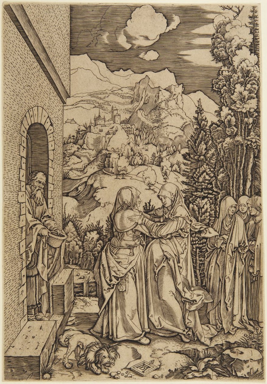 Die Heimsuchung, Blatt 8 aus dem Leben der Jungfrau von Marcantonio Raimondi