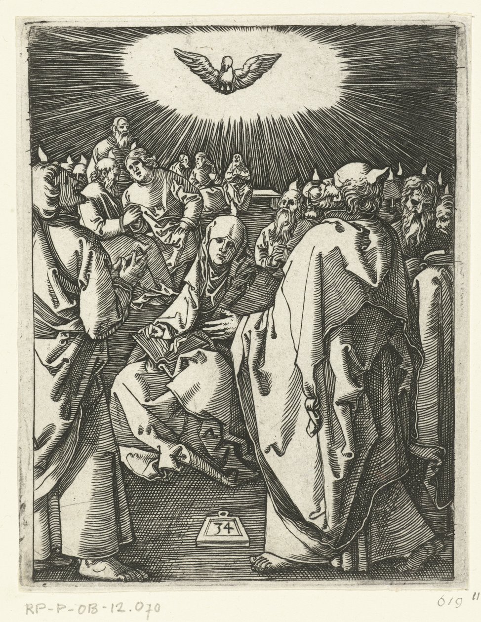 Ausgießung des Heiligen Geistes (Serie: Passion Christi) von Marcantonio Raimondi