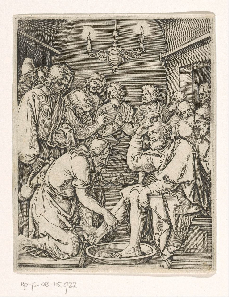 Fußwaschung von Petrus, Passionsgeschichte Christi (Serientitel) von Marcantonio Raimondi