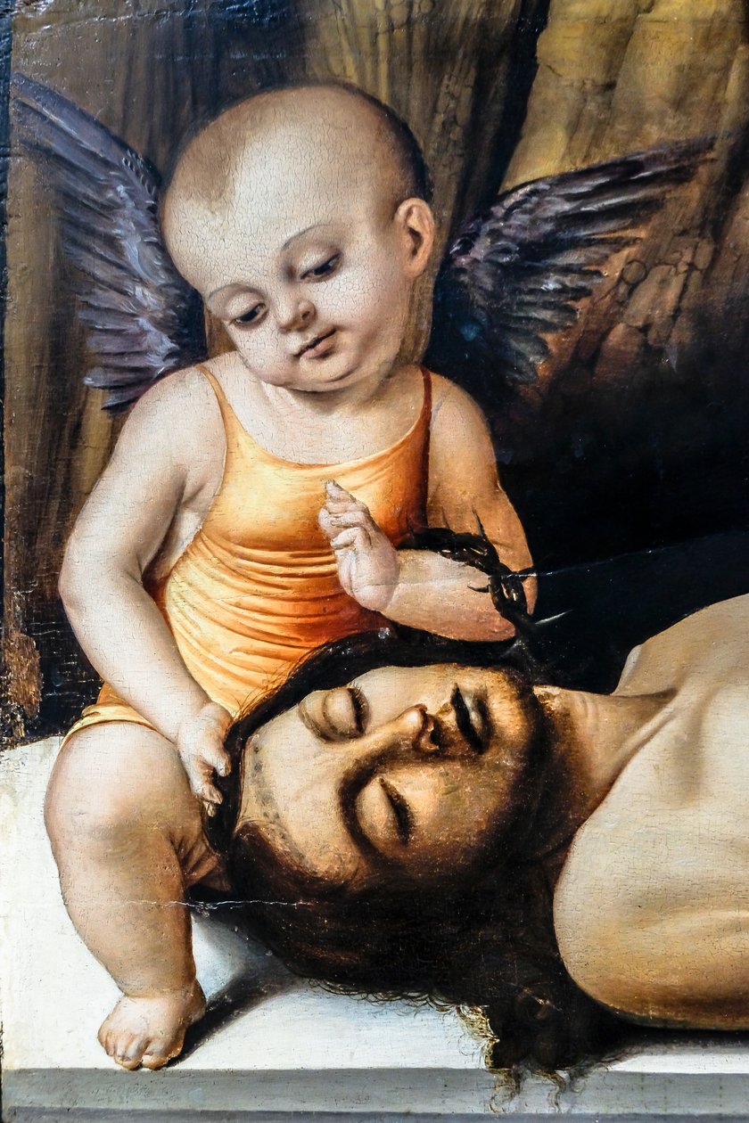 Toter Christus und zwei Engel von Marco Basaiti: Kunstdruck