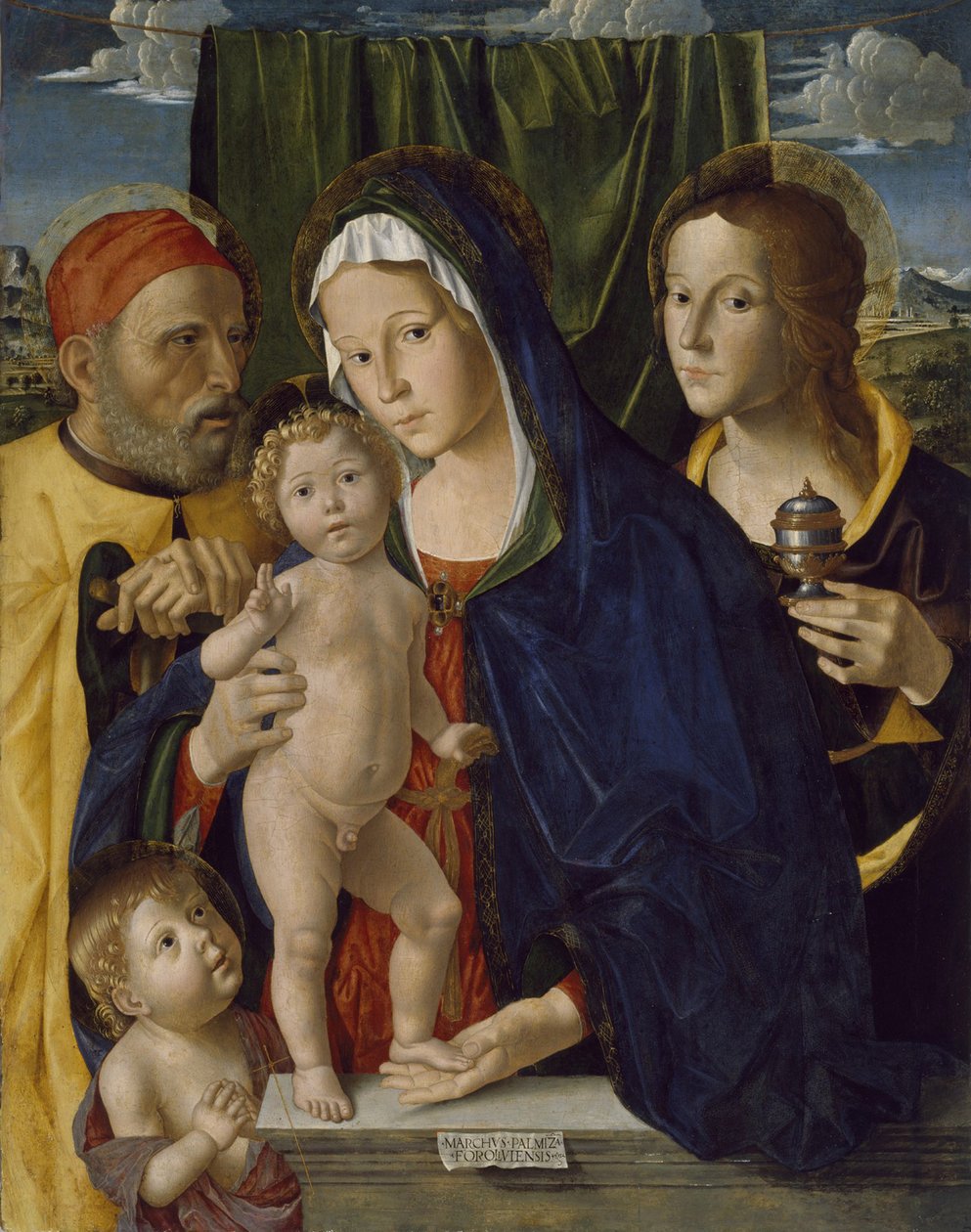 Die Heilige Familie mit Johannes dem Täufer und Maria von Marco Palmezzano