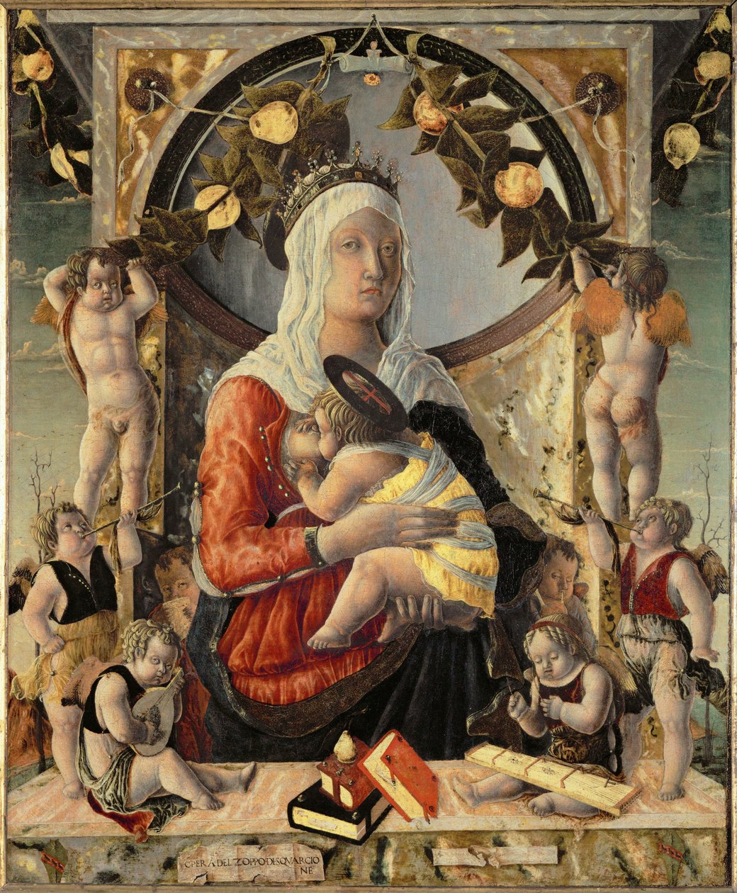 Madonna mit Kind, umgeben von acht Engeln von Marco Zoppo