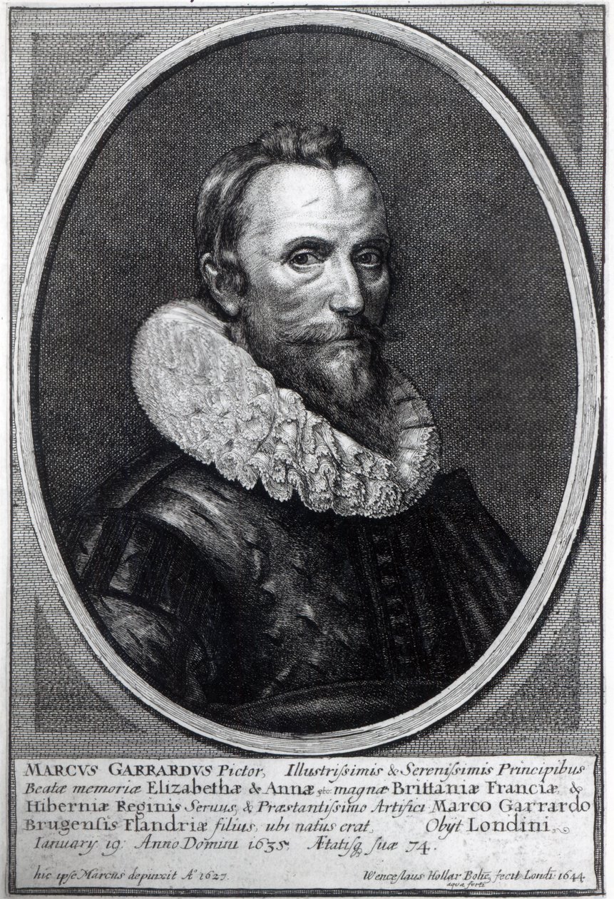 Selbstporträt, graviert von Wenceslaus Hollar, 1644 von Marcus Garret Gheeraerts the Younger