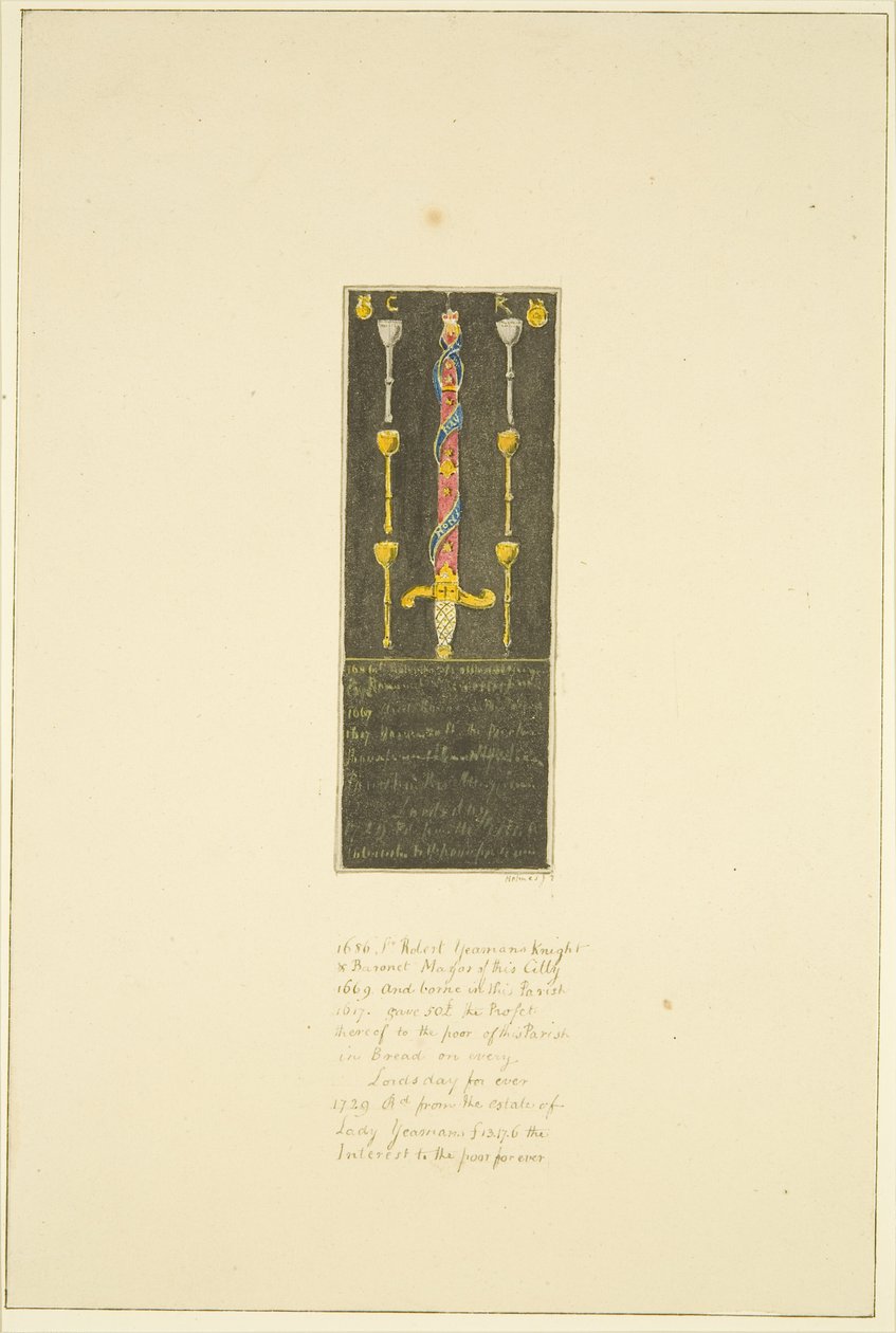 Tafel, die früher an der Nordwand von St. Mary Redcliffe angebracht war, zur Erinnerung an das Geschenk von Sir Robert Yeomans an die Gemeinde (Robert Yeamans) von Marcus H. Homes