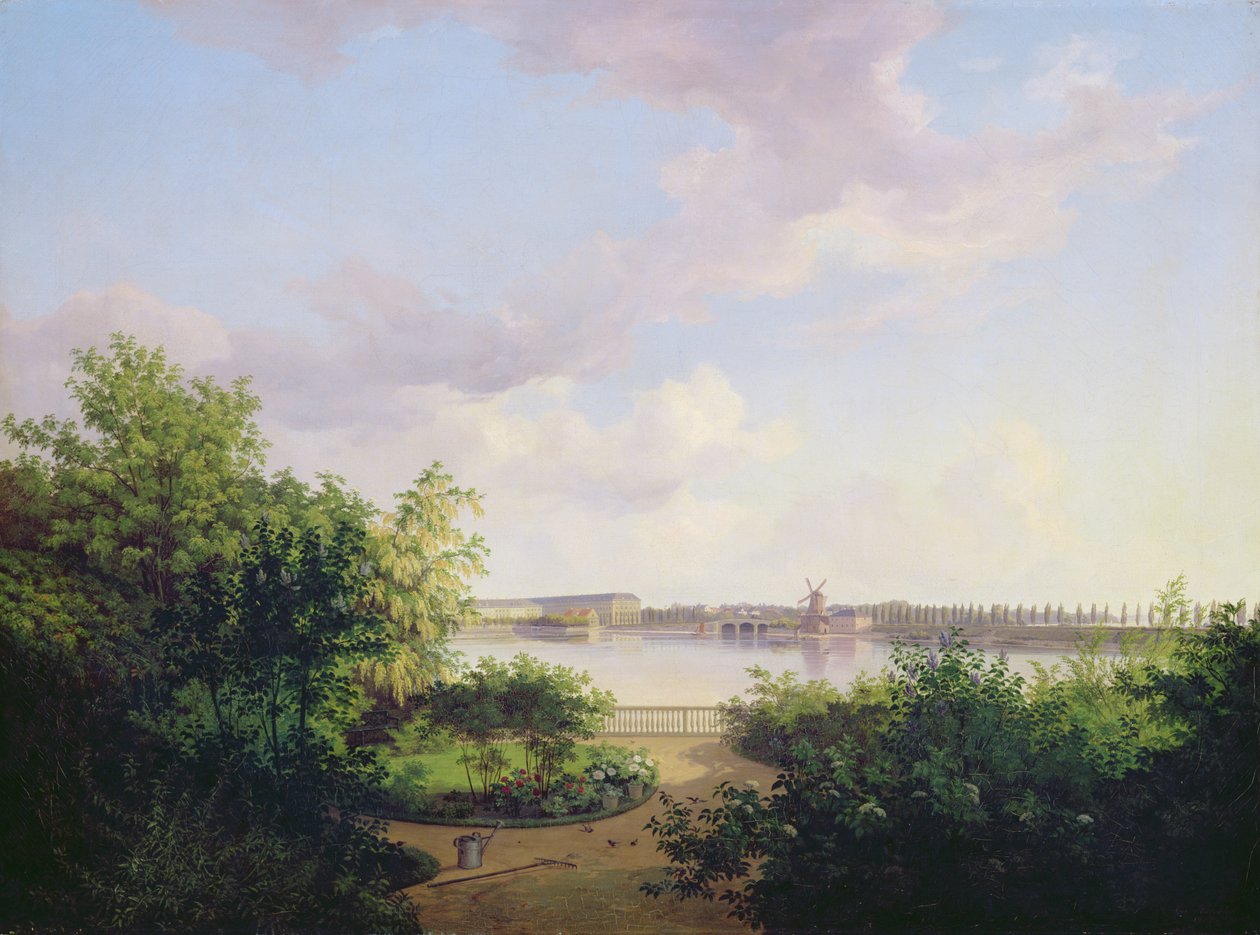 Der Garten von Johannes Amsinck an der Binnenalster, 1837 von Marcus Johann Haeselich
