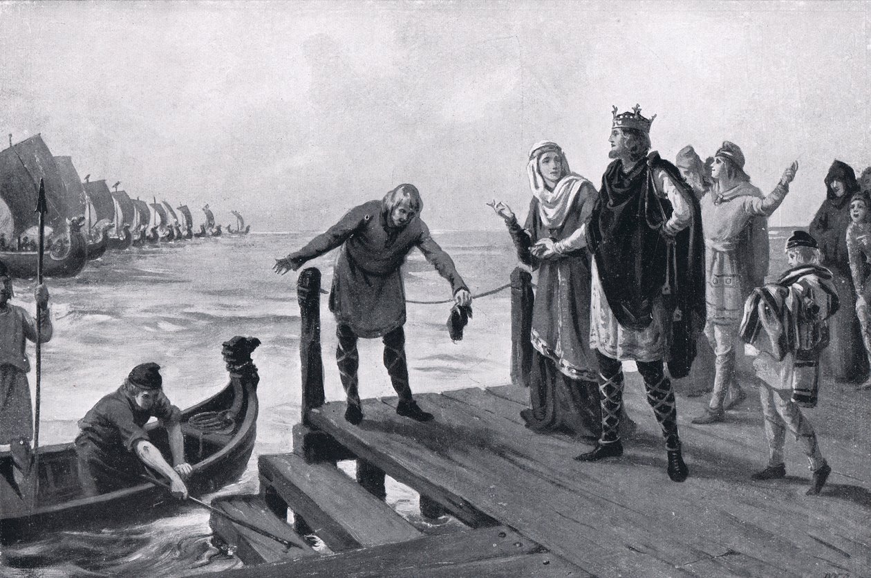 Edgar der Friedliche hält eine Marineinspektion ab, 973 n. Chr. von Margaret Dovaston