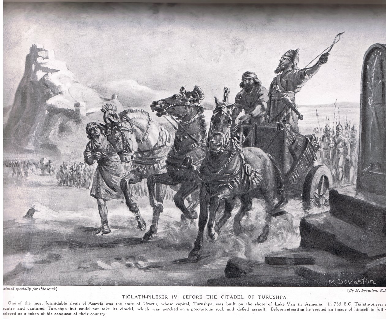 Tiglath-Pileser IV vor der Zitadelle von Turushpa, Illustration aus 