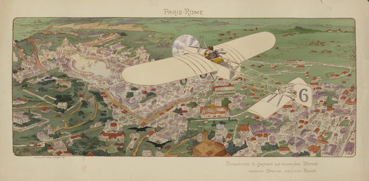Beaumonts Bleriot-Eindecker kommt in Rom an und gewinnt das Paris-Rom-Luftrennen von Marguerite (fl.1909 14) Montaut