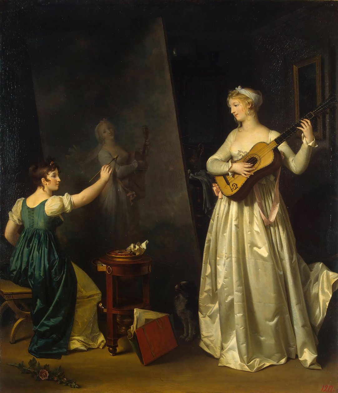 Künstler malt ein Porträt eines Musikers, 1790er von Marguerite Gerard