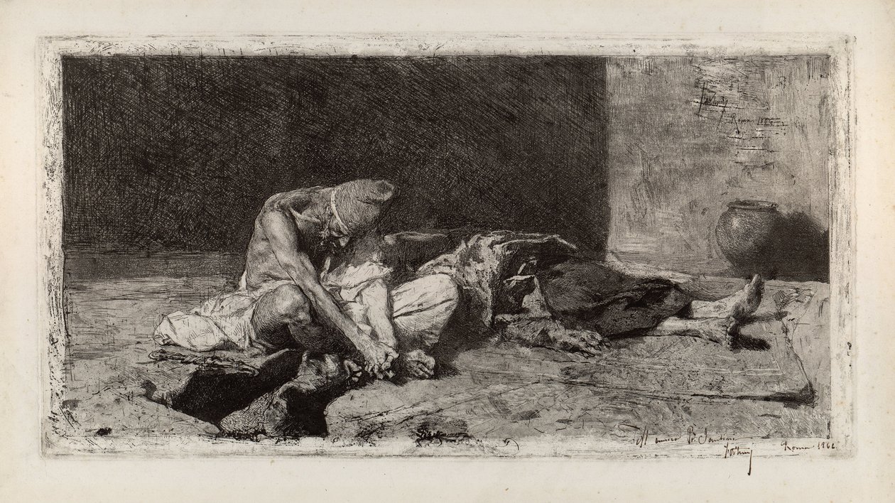 Araber wacht über den Körper eines Freundes von Marià Fortuny Marsal