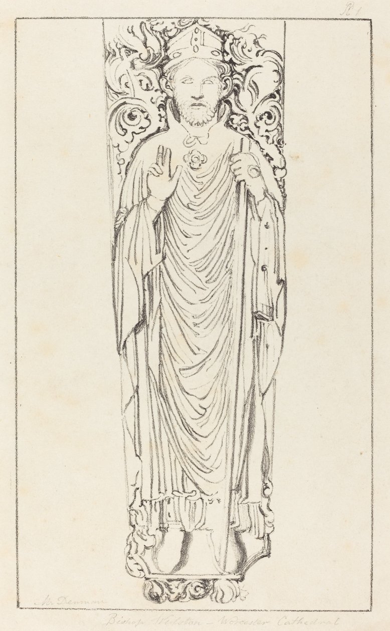 Bischof Wulstan in der Kathedrale von Worcester von Maria Denman after John Flaxman
