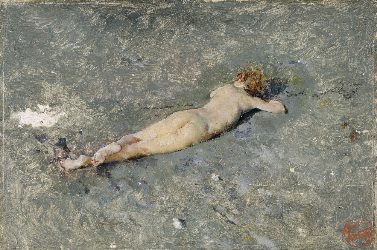 Nacktes Kind am Strand von Portici von Mariano Fortuny y Marsal
