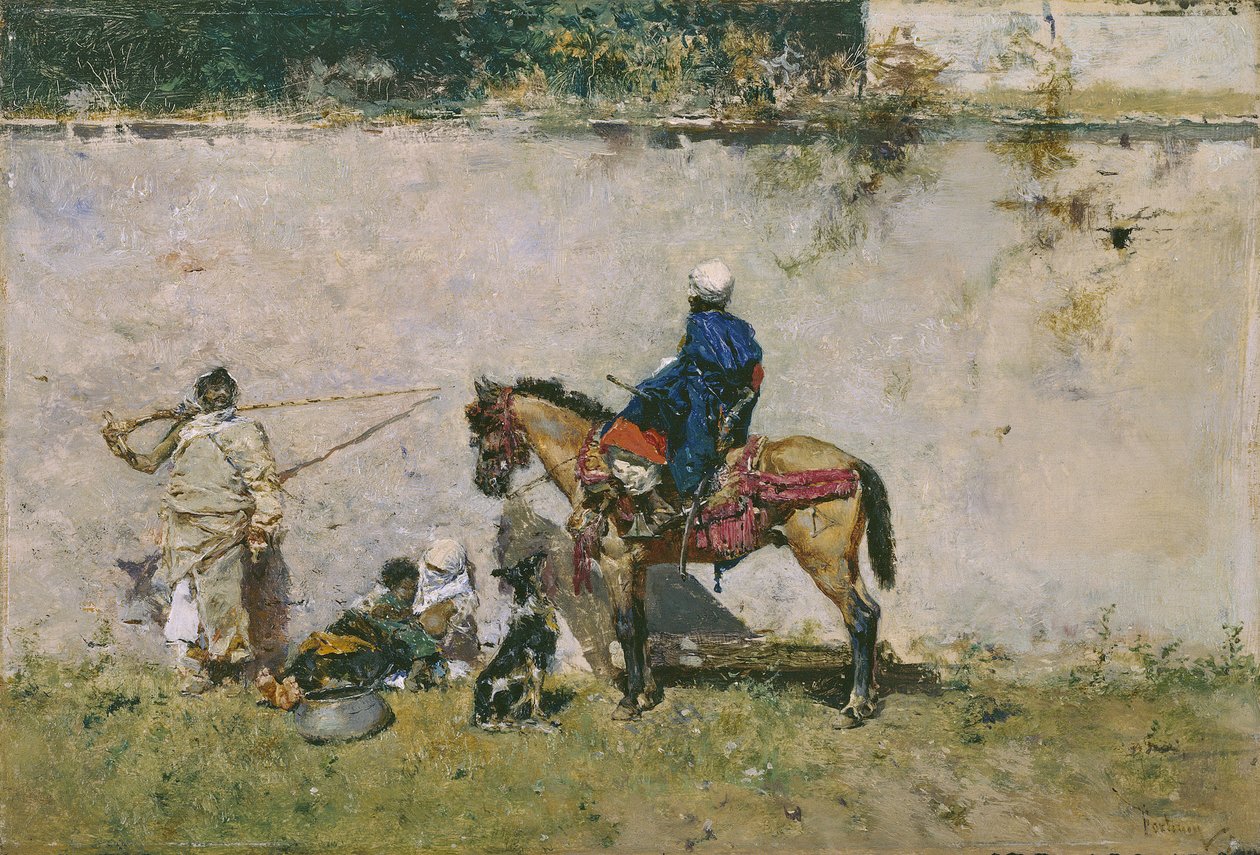 Orientalismus: Eine marokkanische Familie am Wasser von Mariano Fortuny y Marsal