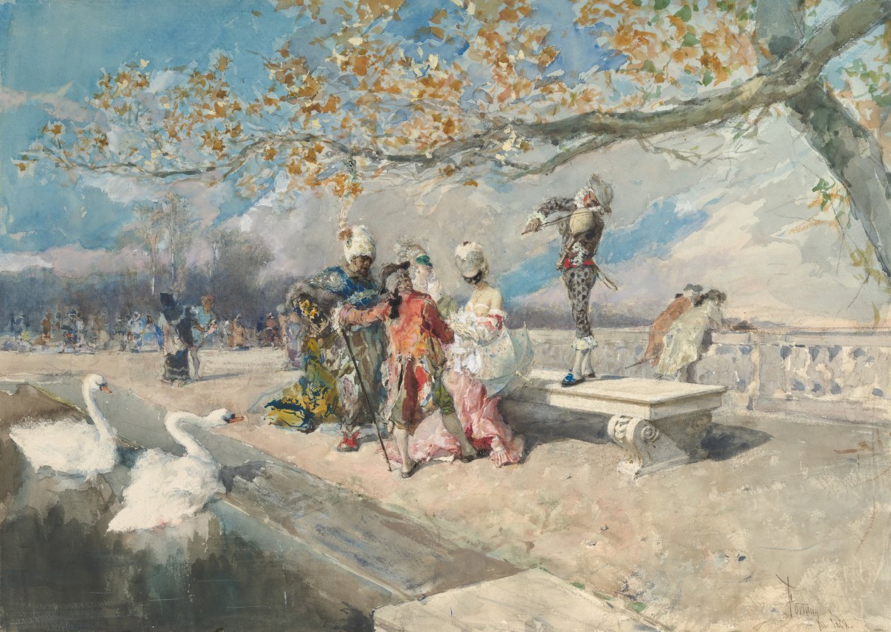 Maskerade, Mitte des 19. Jahrhunderts von Mariano José María Bernardo Fortuny y Carbó