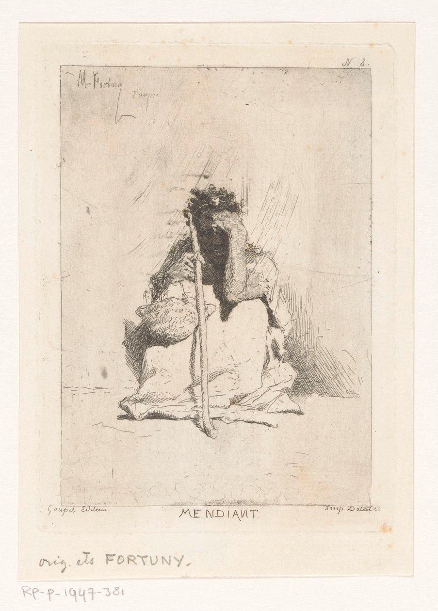 Sitzender Bettler mit Stock von Mariano José María Bernardo Fortuny y Carbó