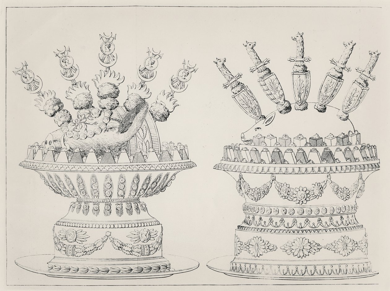 Wildschwein und Ferkel pièces montées, Entwürfe von Antonin Carême von Marie Antoine Careme