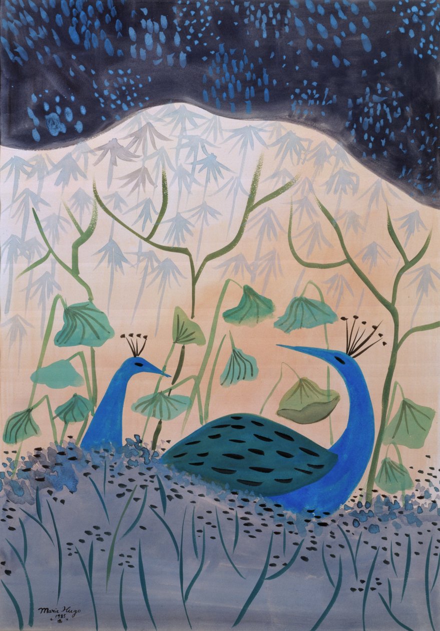 Goldene und silberne Pfauen, 1985 von Marie Hugo