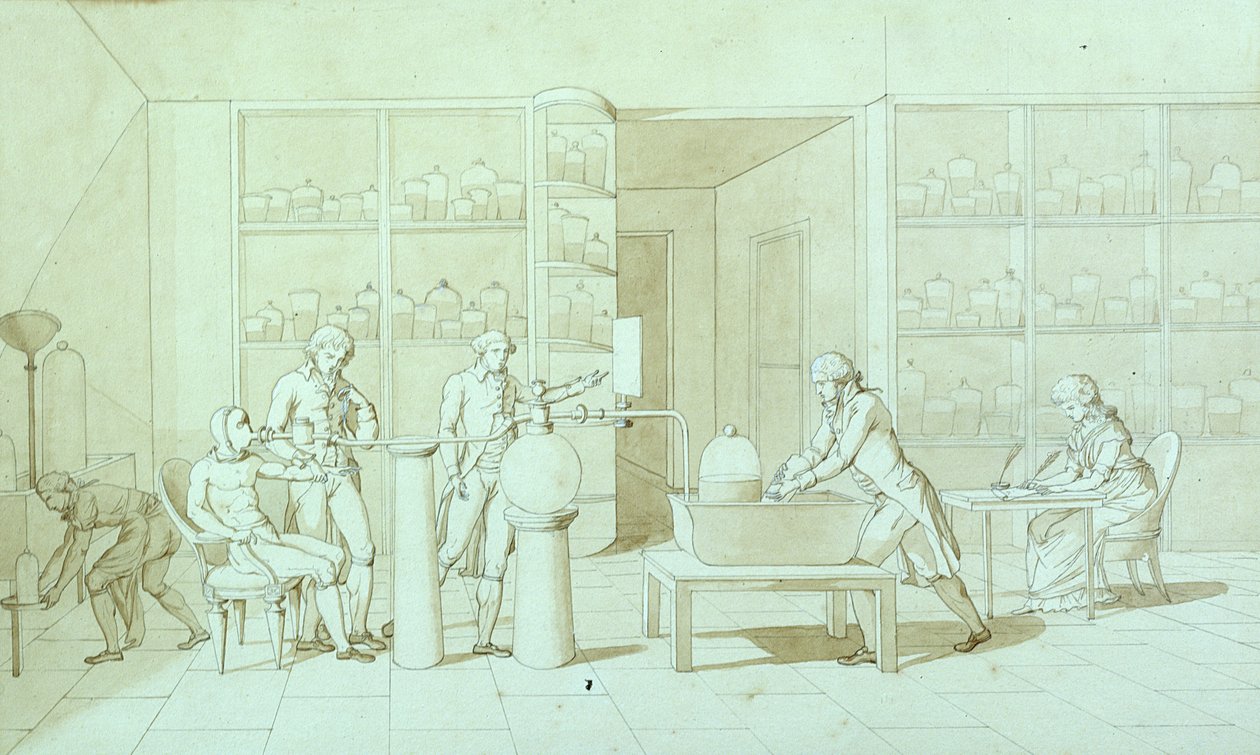 Antoine Lavoisier (1743-94) und seine Experimente zur Atmung von Marie Anne Pierrette Lavoisier