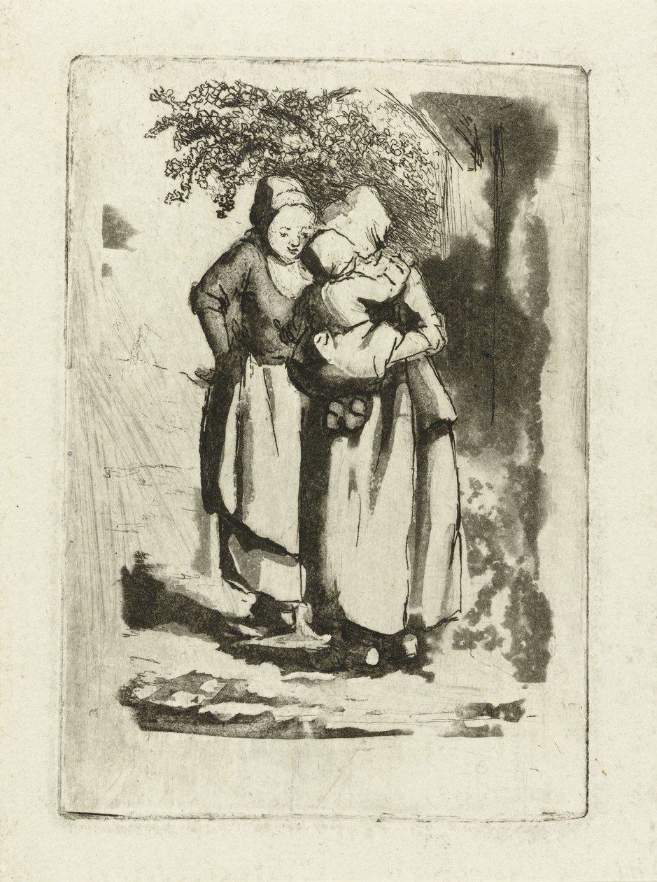 Zwei stehende Bäuerinnen, eine mit einem Kind auf dem Arm von Marie Lambertine Coclers