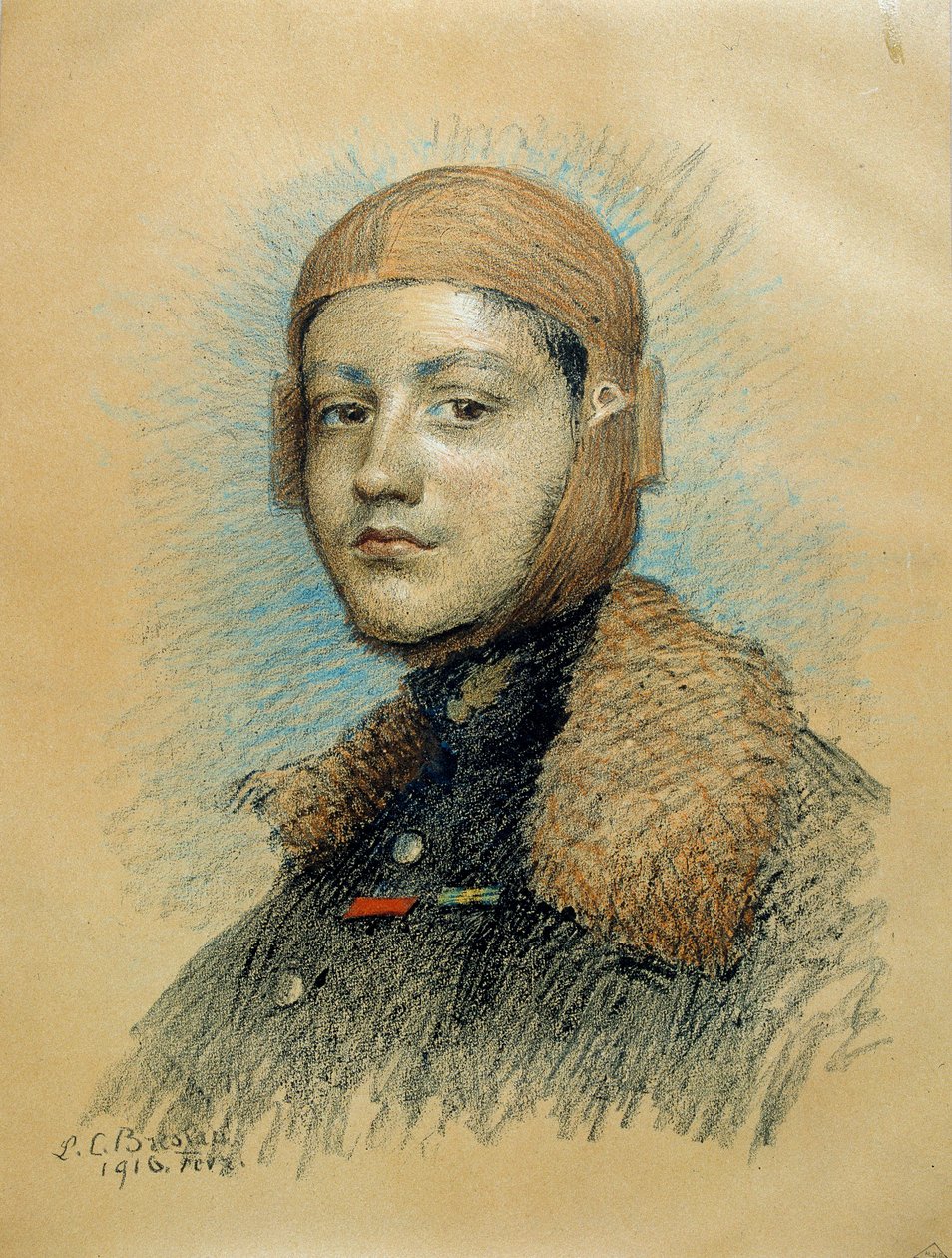Porträt von Georges Guynemer (1894-1917), französischer Kriegspilot. Zeichnung von Februar 1916. von Marie Louise Catherine Breslau