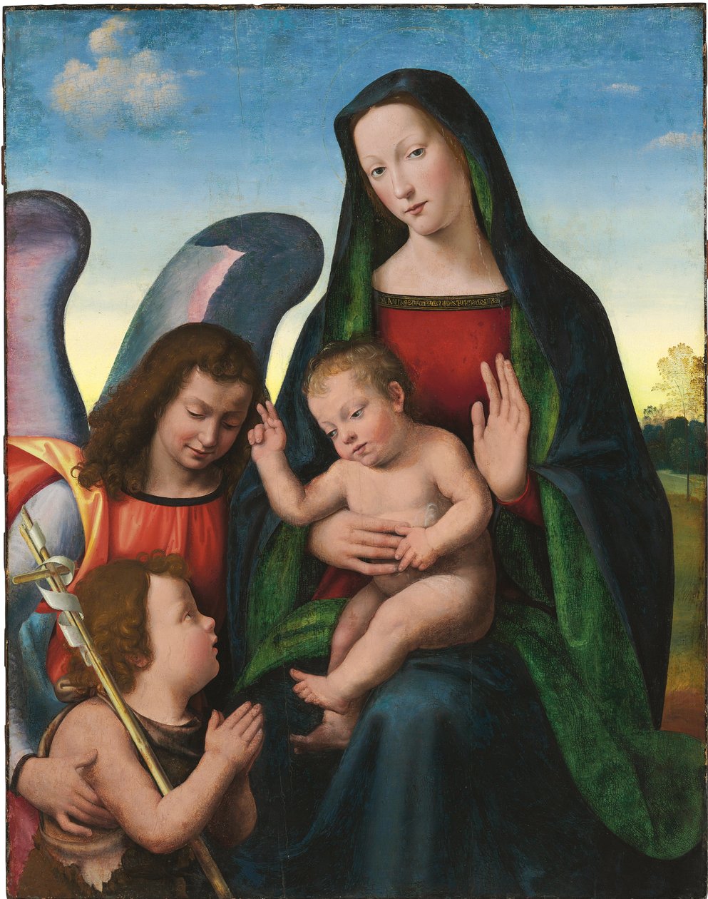 Die Madonna und das Kind mit dem jungen Johannes dem Täufer und einem Engel von Mariotto Albertinelli