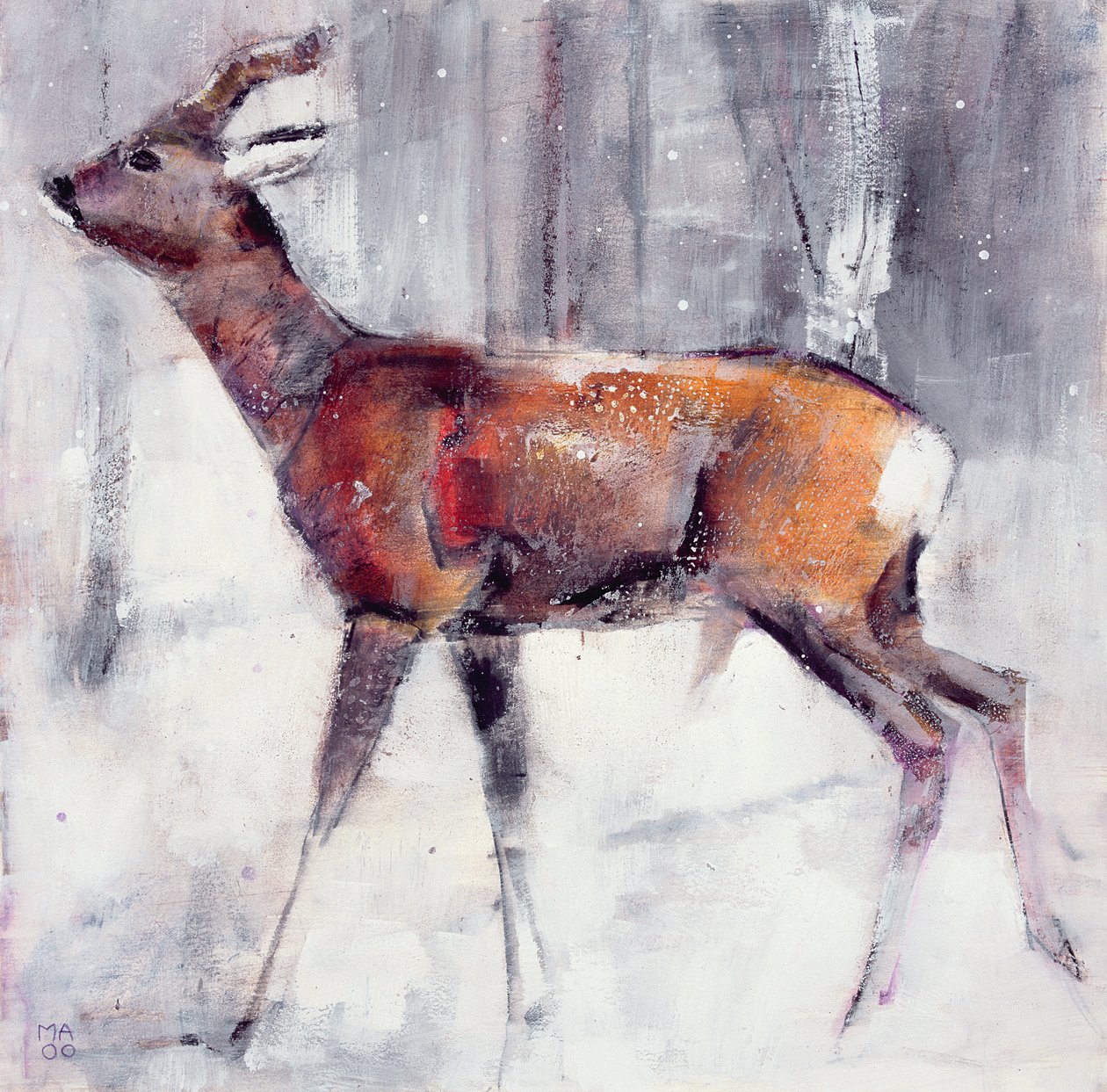 Hirsch im Schnee, 2000 von Mark Adlington