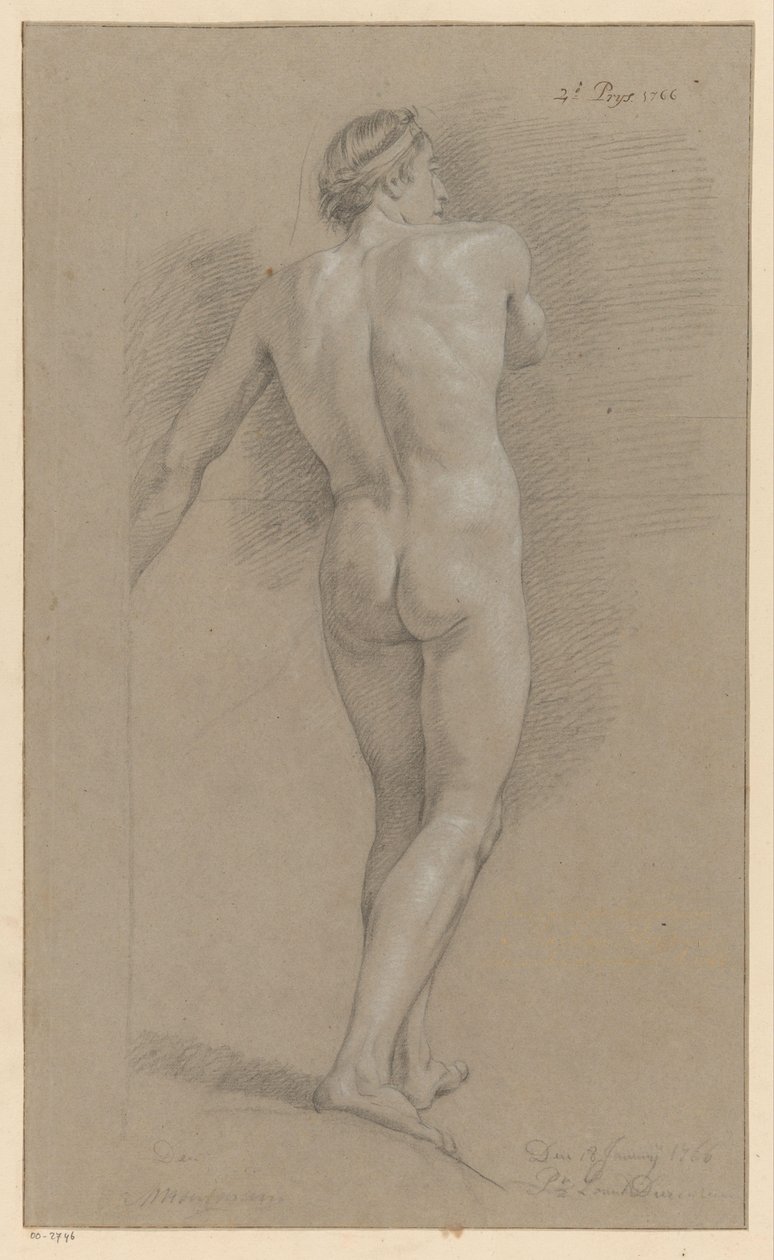 Stehender männlicher Akt, von hinten gesehen (2. Preis 1766) von Marten Houtman