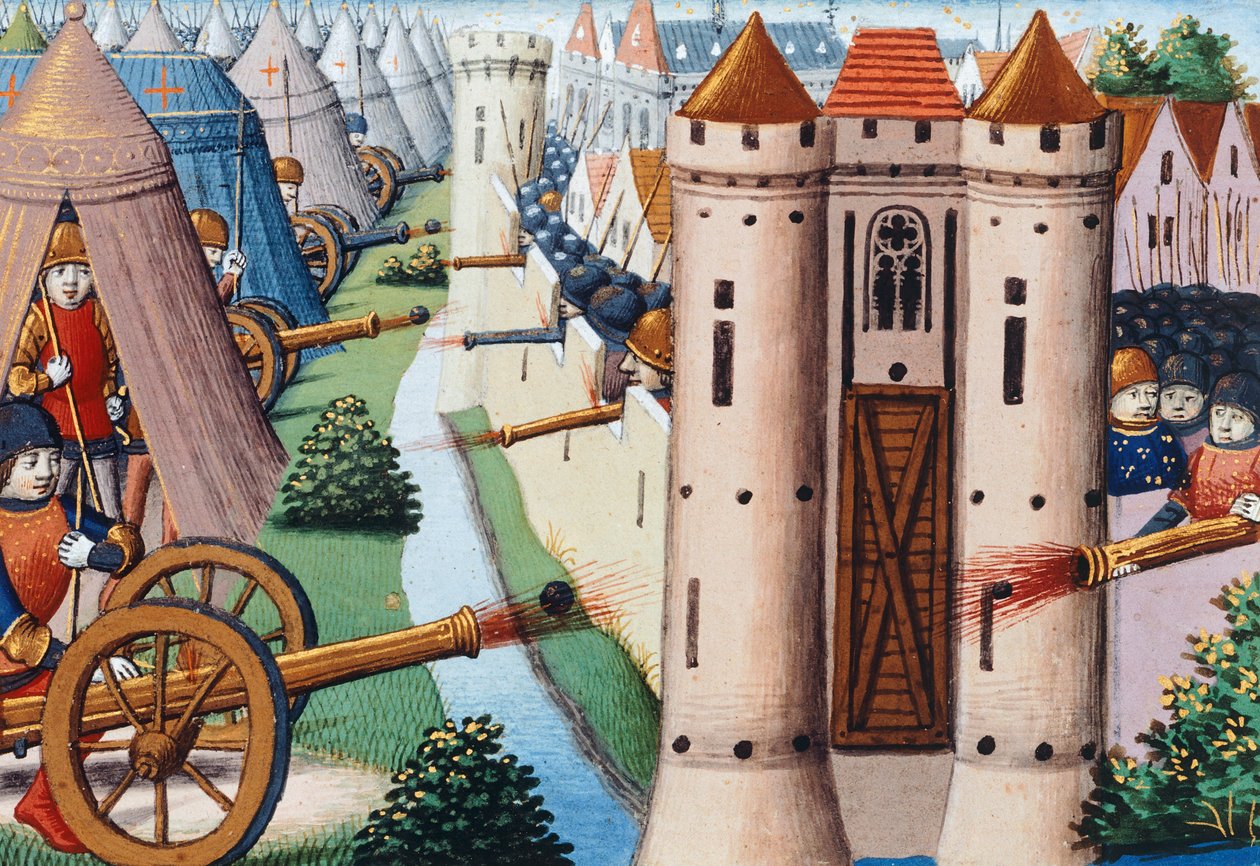 Die Belagerung von Rouen (Juli 1418-Januar 1419), 1484, folio 19v, Vigiles de Charles VII von Martial de Paris (fl.15th century)