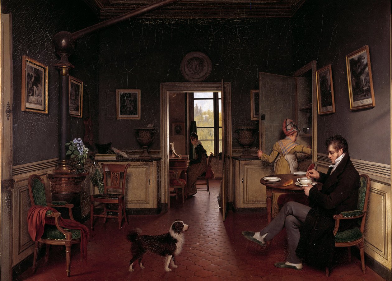 Martin_Drolling_-_An_interior_view_of_a_dining_room_in_1815_A_man_in_a_slipper_takes_his_breakfast_-_%28MeisterDrucke-960370%29.jpg