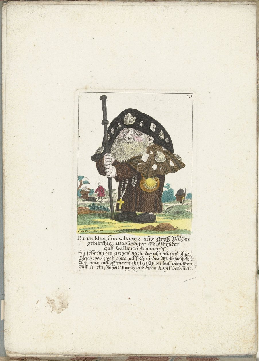 Der Zwerg Bartholdus Gursalkawiz als Pilger aus Compostella, ca. 1710 von Martin Engelbrecht (attributed to)
