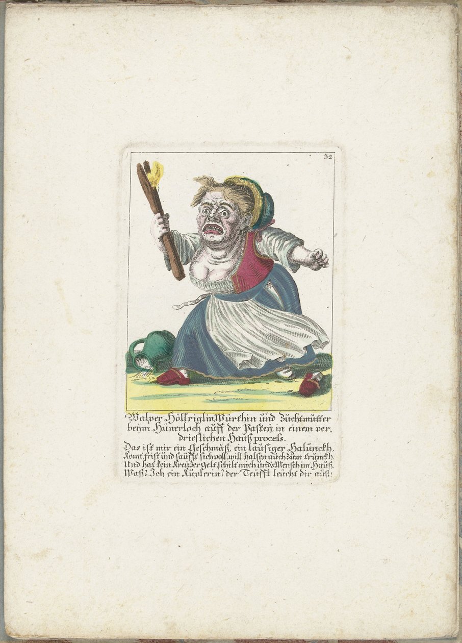 Die Zwergin Malper Höllriglin als Wirtin, ca. 1710 von Martin Engelbrecht (attributed to)