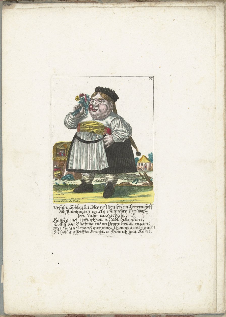 Die Zwergin Ursula Schleglin, ca. 1710 von Martin Engelbrecht (attributed to)